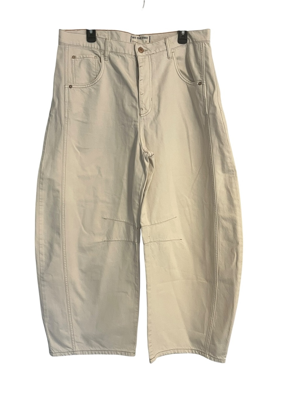 We The Free Good Luck Mid Rise Barrel Jeans Cream Utility Denim Size 31 - Picture 2 of 12